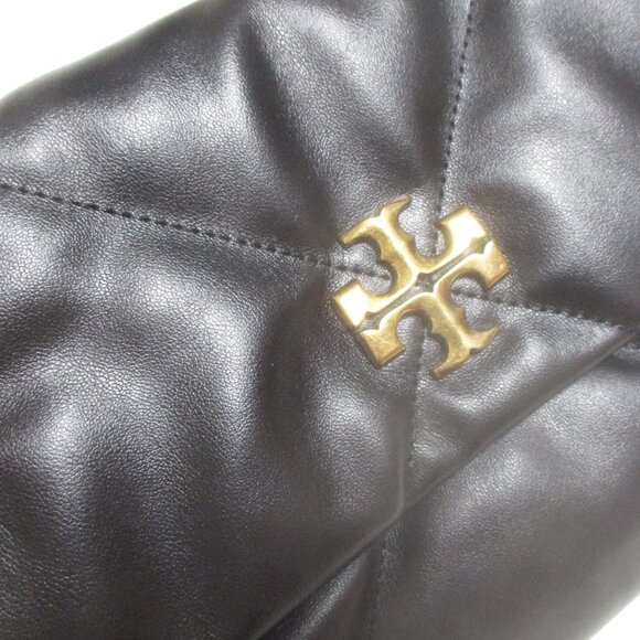 BLACK Butter Soft leather quilted chain handle logo purse KIRA - Picture 2 of 11